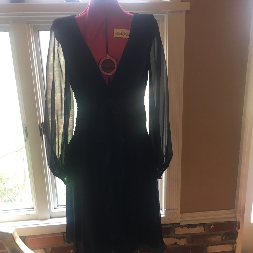 Silk Black Maggie London Party Dress. Size 8